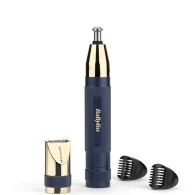 BaByliss Триммер для бровей, усов, носа, ушей, 1xAA, насадок-3, чехол, сталь, синий E112E фото