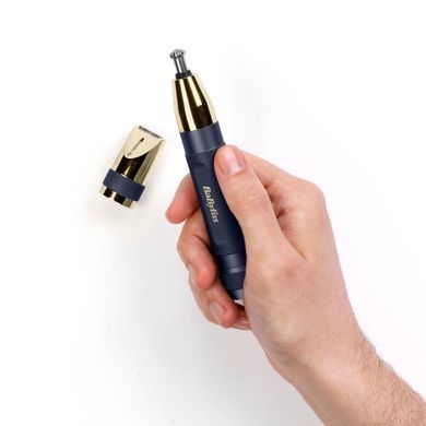 BaByliss Триммер для бровей, усов, носа, ушей, 1xAA, насадок-3, чехол, сталь, синий E112E фото