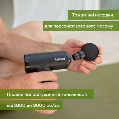 Beurer Масажер Beurer для тіла, літій- іонний акум., вага - 0,49кг, 3 насадки, чорний MG_89_LE фото