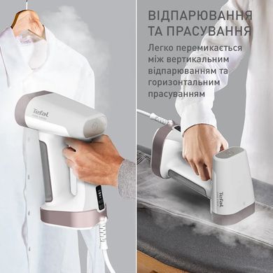 Tefal Отпариватель компактный Pure Force 2в1, 1800Вт, 180мл, постоянный пар - 35гр, керам. подошва, белый DT8720E0 фото