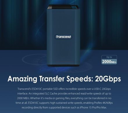 Transcend Портативний SSD Transcend 4TB USB 3.2 Gen 2 Type-C ESD410C TS4TESD410C фото