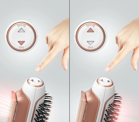 Rowenta Фен-щітка Reverso Dry&Brush 2в1, 1200Вт, 3 режими, іоніз-я, хол. обдув, насадок-2, кераміка, біло-золотистий CF9820F0 фото