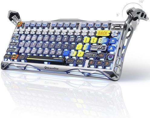 GravaStar Клавиатура механическая Mercury K1 Pro 80keys, GravaStar x Kailh Speedy Mint, BT/WL/USB, Interstellar Silver GS_K1_PRO_S_CGRY фото