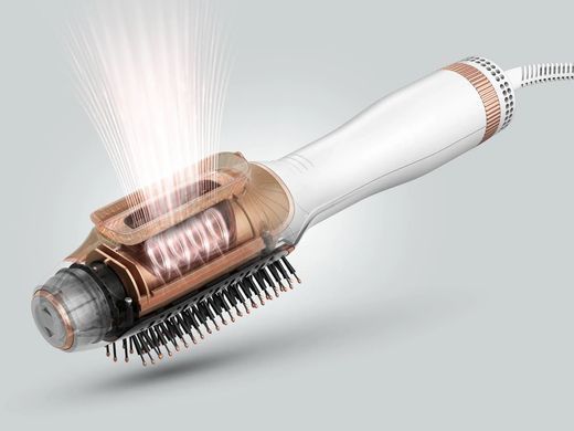 Rowenta Фен-щітка Reverso Dry&Brush 2в1, 1200Вт, 3 режими, іоніз-я, хол. обдув, насадок-2, кераміка, біло-золотистий CF9820F0 фото