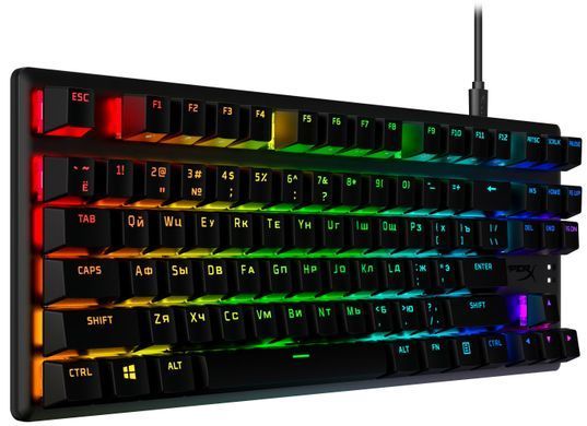 HyperX Клавіатура Alloy Origins Core PBT Aqua USB RGB ENG/RU Black 639N9AA фото