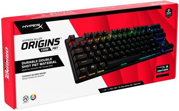HyperX Клавіатура Alloy Origins Core PBT Aqua USB RGB ENG/RU Black 639N9AA фото
