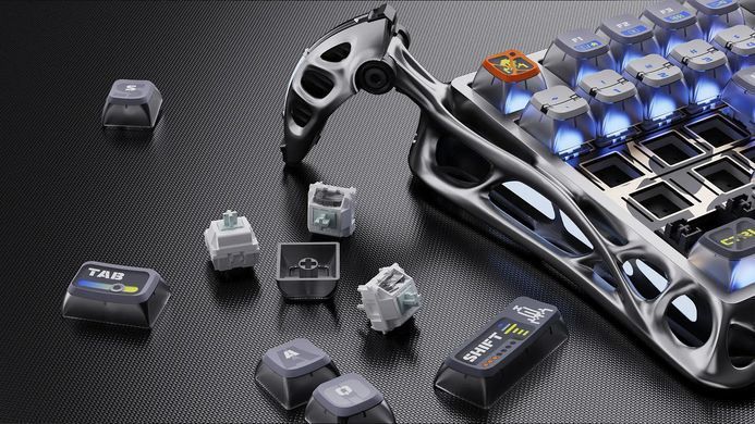 GravaStar Клавиатура механическая Mercury K1 Pro 80keys, GravaStar x Kailh Speedy Mint, BT/WL/USB, Interstellar Silver GS_K1_PRO_S_CGRY фото