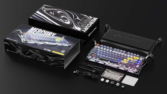 GravaStar Клавиатура механическая Mercury K1 Pro 80keys, GravaStar x Kailh Speedy Mint, BT/WL/USB, Interstellar Silver GS_K1_PRO_S_CGRY фото
