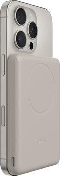 Belkin Акумулятор портативний літій-іонний Power Bank Belkin 5000мА&middot;год, 15Вт/Qi2 7.5Вт, Slim Magnetic Ring, пісочний BPD020HQSA фото