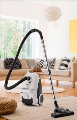 Gorenje Пилосос мішковий, 800Вт, 3л, вага-6.5кг, HEPA, індикатор, телескоп, білий VC2221G4EW фото