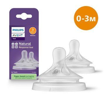AVENT Соска Avent Natural 1міс+, Природний Потік, 2 шт Повільний Потік SCY963/02 фото
