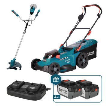 K&ouml;nner & S&ouml;hnen Набір із двох акумуляторних інструментів KS 43LM-BCT40V-SET 40В(20+20В) газонокосарка KS 43LM-40V та тример садовий KS BCT-40V акб 2х4А&middot;год ЗП 22.5кг KS43LM-BCT40V-SET фото