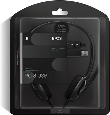 Epos Гарнитура компьютерная стерео On-Ear PC 8 Chat, USB, однонаправленный, 2м, Черный 1000432 фото
