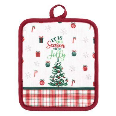 ARDESTO Kitchen gift set Christmas Tree, 3pcs, 100% cotton (towel), 100% polyester (pot holders), green