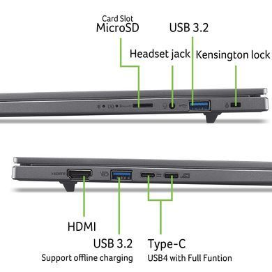 Acer Ноутбук Acer Aspire 16 A16-61M 16" WUXGA+ OLED, AMD R5-340, 16GB, F1TB, UMA, Lin, сірий NX.JS3EU.002 фото