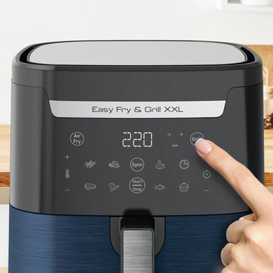 Tefal Мультипіч EasyFry&Grill XXL, 1830Вт, чаша-6.5л, сенсорне керув., 8 програм, пластик, чорно-синій EY801410 фото