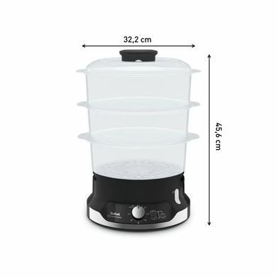 Tefal Пароварка Convenient, 800Вт, чаша-9л, резервуар для воды -1л, механическое управл., пластик, черный VC204810 фото