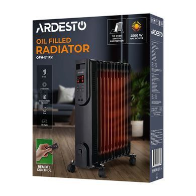 Масляный радиатор Ardesto OFH-E11X2, 11 секций, 2500 Вт, до 25 м2, элект. упр-ние, таймер, пульт ДУ, чёрный OFH-E11X2 фото