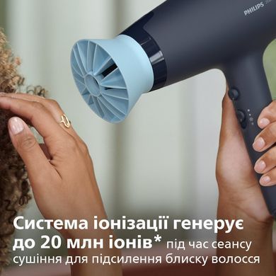 Philips Фен 3000 Series, 2100Вт, 3 режими, дифузор, іоніз-я, хол. обдув, синій BHD360/20 фото