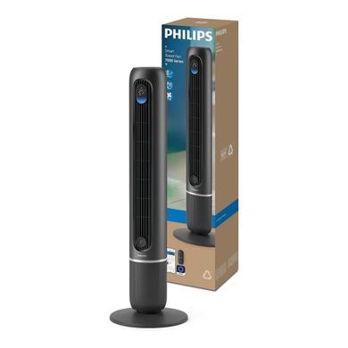 Philips Вентилятор Philips колонний Series 7000, 30Вт, пульп ДУ, режим " Бриз", сенсорний дисплей, таймер, темно-сірий