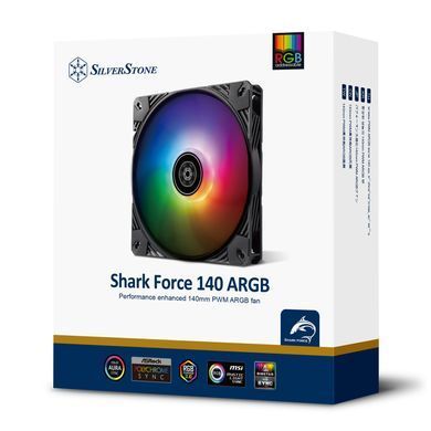 SilverStone Корпусный вентилятор Shark Force SF140B ARGB, 140mm, 2200rpm, 4pin PWM, 4-1 pin ARGB (5V LED), 38.3dBa SST-SF140B-ARGB фото