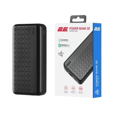 2E Акумулятор портативний літій-іонний Power Bank Geometry 20000мА&middot;год, 18Вт, PD, QC, чорний 2E-PB2072PD-BLACK фото