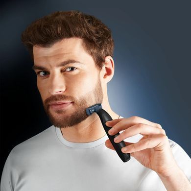 Rowenta Тример Forever Sharp Sport Collection, для бороди і вусів, мережа+акум., роторний мотор, насадок-3, сталь, чорно-синій TN6011F0 фото