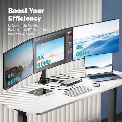 Digitus Док-станція USB-C > 3xHDMI/2xDP/4xUSB-A/USB-C/RJ45/DC/Audio DA-70918 фото