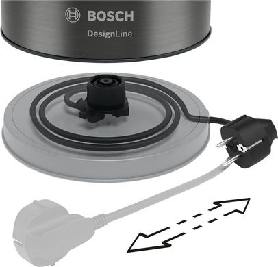 Електрочайник Bosch, 1.7л, метал, чорний TWK5P475 фото