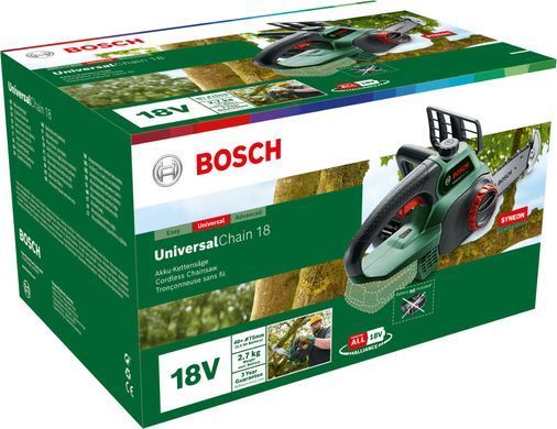 Bosch Пила цепная аккумуляторная UniversalChain 18 18В шина 20см 3кг без АКБ и ЗП 0.600.8B8.001 фото