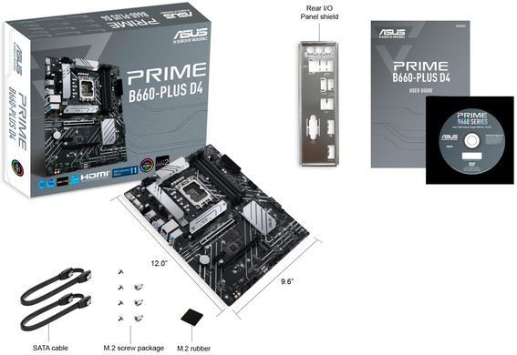 ASUS Материнcька плата PRIME B660-PLUS D4 s1700 B660 4xDDR4 M.2 HDMI DP D-Sub ATX 90MB18X0-M1EAY0 фото