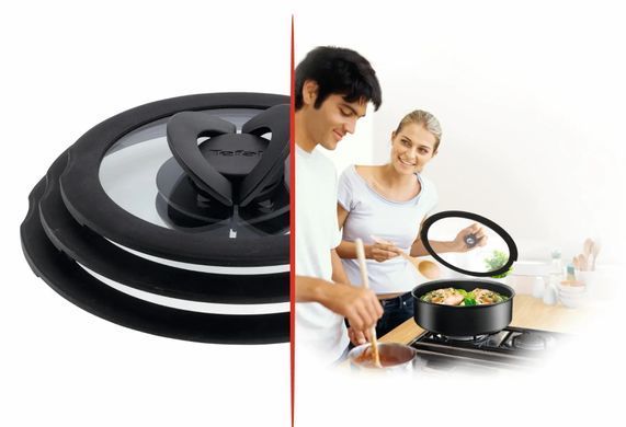 Tefal Крышка Ingenio 28см, стекло, силикон, прозрачно-черный L9846753 фото