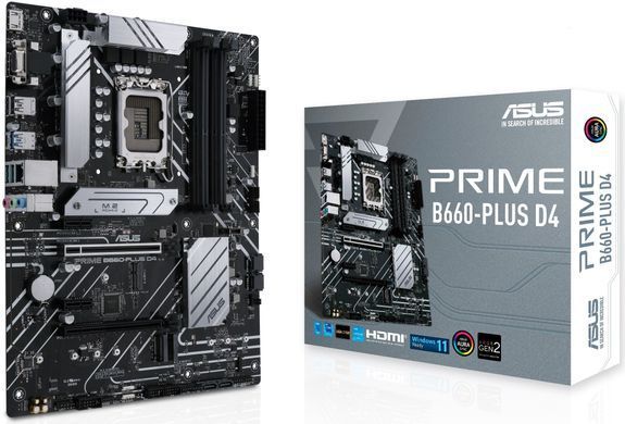ASUS Материнcька плата PRIME B660-PLUS D4 s1700 B660 4xDDR4 M.2 HDMI DP D-Sub ATX 90MB18X0-M1EAY0 фото