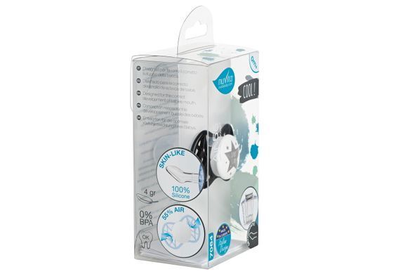 Пустушка Nuvita 7064 Air55 Cool ортодонтична 0m+ "BABY STAR" чорна NV7064IB фото