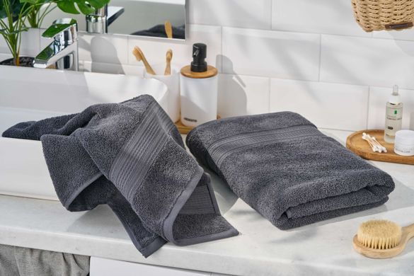 ARDESTO Полотенце махровое SuperSoft 70х140см, 100% хлопок, серый темный