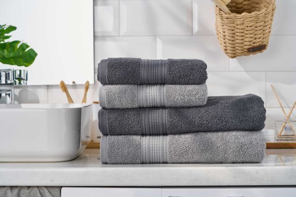 ARDESTO Полотенце махровое SuperSoft 70х140см, 100% хлопок, серый темный