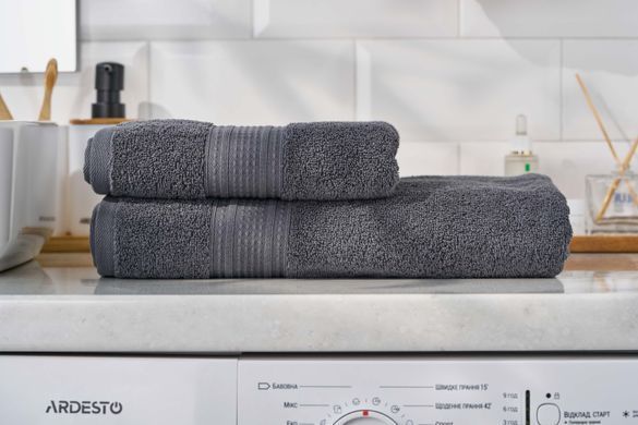 ARDESTO Полотенце махровое SuperSoft 70х140см, 100% хлопок, серый темный