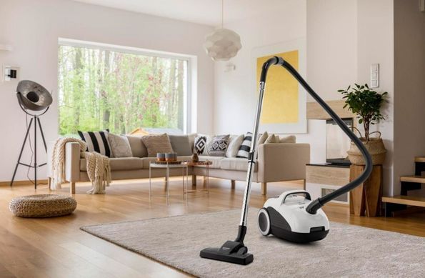 Gorenje Пилосос мішковий, 800Вт, 3л, вага-6.5кг, HEPA, індикатор, телескоп, білий VC2221G4EW фото