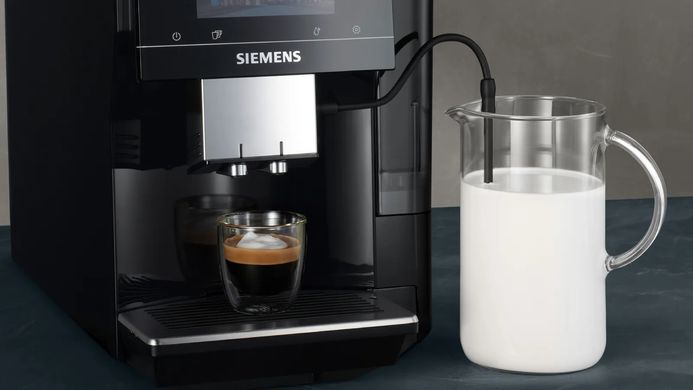 Siemens Кавомашина, 2.4л, зерно+мелена, автомат.капуч, LED-дисплей, авторецептів -19, чорний TP713R09 фото