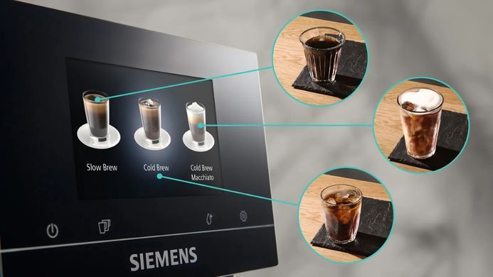 Siemens Кавомашина, 2.4л, зерно+мелена, автомат.капуч, LED-дисплей, авторецептів -19, чорний TP713R09 фото