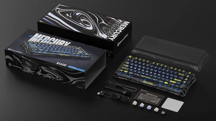 GravaStar Клавиатура механическая Mercury K1 Lite 80keys, GravaStar x BSUN Grey, BT/WL/USB, Transparent Black GS_K1_LITE_XTAL_BLK фото