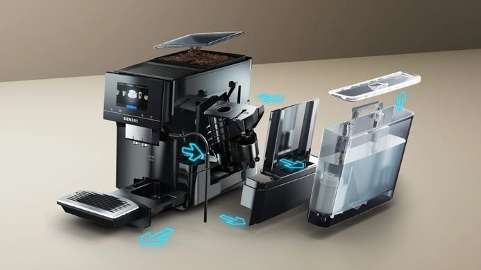 Siemens Кавомашина, 2.4л, зерно+мелена, автомат.капуч, LED-дисплей, авторецептів -19, чорний TP713R09 фото