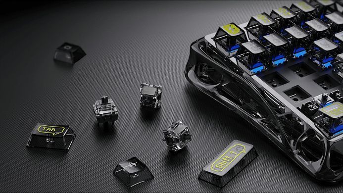 GravaStar Клавиатура механическая Mercury K1 Lite 80keys, GravaStar x BSUN Grey, BT/WL/USB, Transparent Black GS_K1_LITE_XTAL_BLK фото