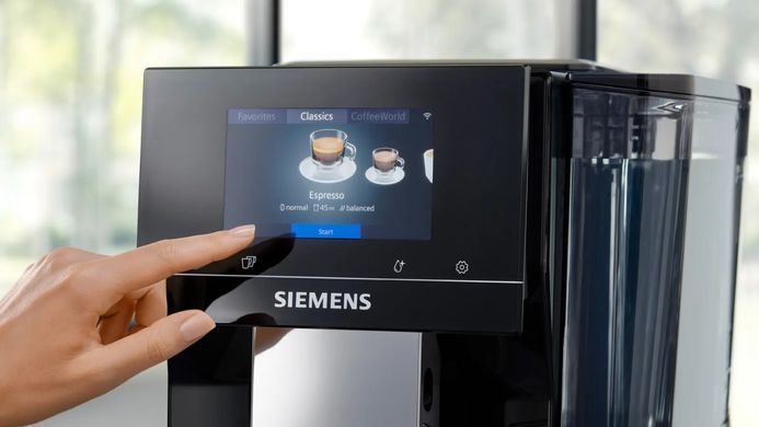 Siemens Кавомашина, 2.4л, зерно+мелена, автомат.капуч, LED-дисплей, авторецептів -19, чорний TP713R09 фото