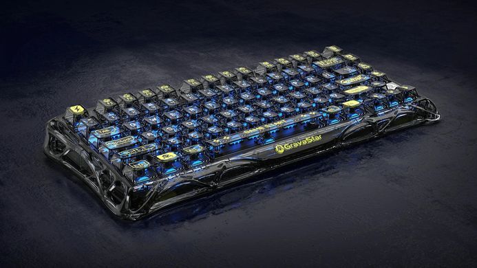 GravaStar Клавиатура механическая Mercury K1 Lite 80keys, GravaStar x BSUN Grey, BT/WL/USB, Transparent Black GS_K1_LITE_XTAL_BLK фото