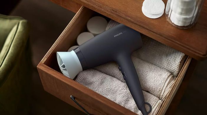 Philips Фен 3000 Series, 2100Вт, 3 режими, дифузор, іоніз-я, хол. обдув, синій BHD360/20 фото