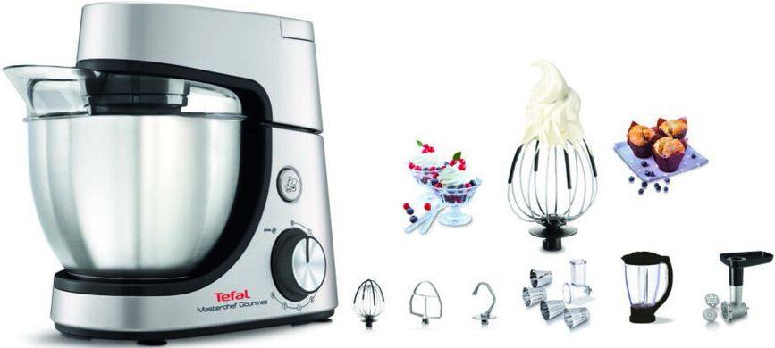 Кухонная машина Tefal MCG UPGRADE, 1100Вт, чаша-металл, корпус-пластик, насадок-6, серый QB516D38 фото