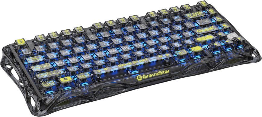 GravaStar Клавиатура механическая Mercury K1 Lite 80keys, GravaStar x BSUN Grey, BT/WL/USB, Transparent Black GS_K1_LITE_XTAL_BLK фото