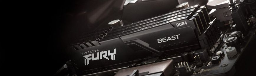 Kingston Пам'ять ПК DDR4 32GB KIT (16GBx2) 3200 FURY Beast Black KF432C16BBK2/32 фото