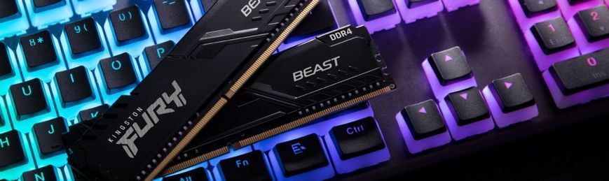 Kingston Пам'ять ПК DDR4 32GB KIT (16GBx2) 3200 FURY Beast Black KF432C16BBK2/32 фото